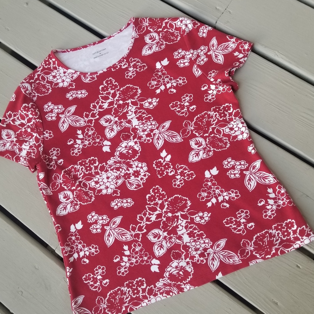 M Croft and Barrow red/white  top